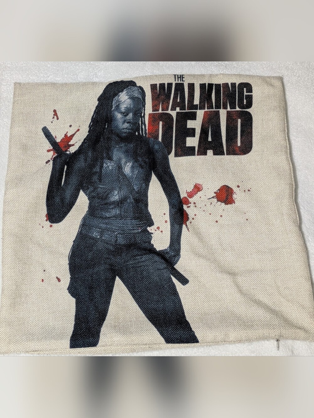 The Walking Dead Michonne Linen Throw Pillow Case Cover 17x17 TWD